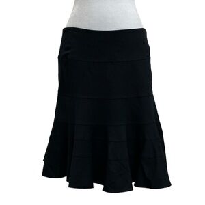 Akris Punto Black Tiered Panel Flared Knee Length Skirt